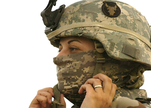 Female Soldier buttons chin strap