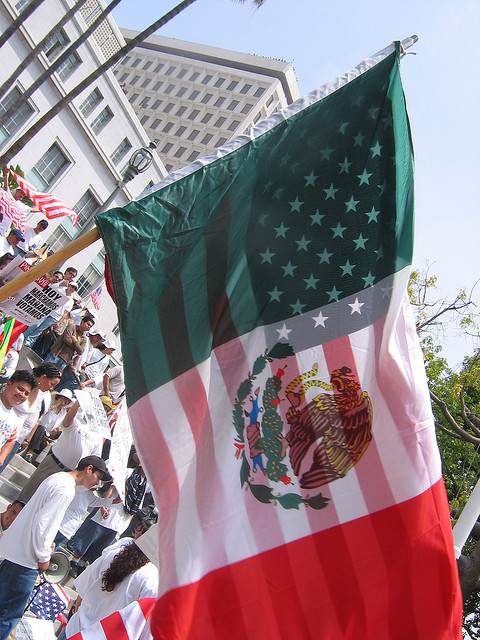 America and Mexican flags